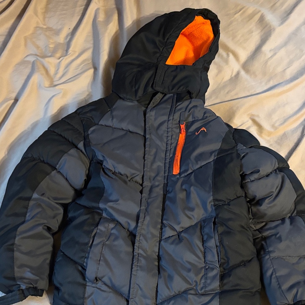 Children's Dark Blue and Bright Orange Puffer Jacket